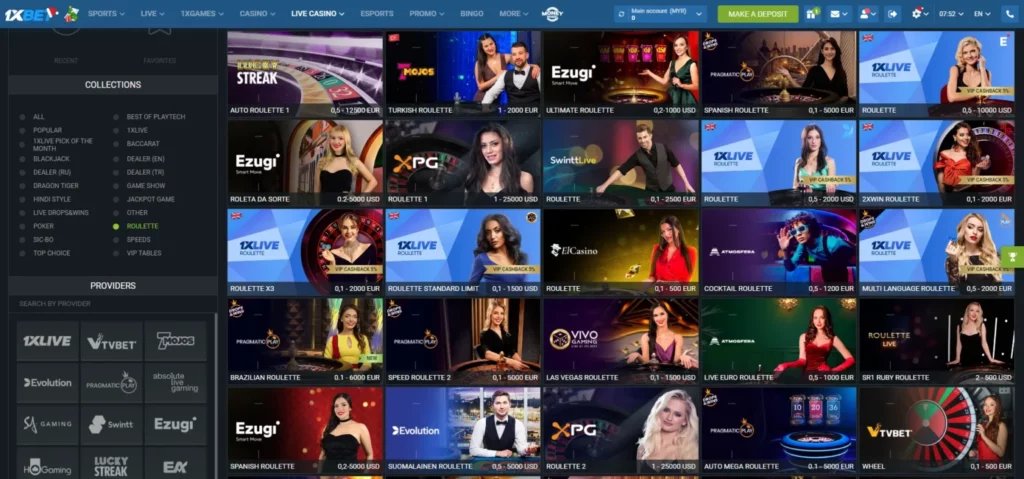 Roulette Langsung di 1xBet Malaysia