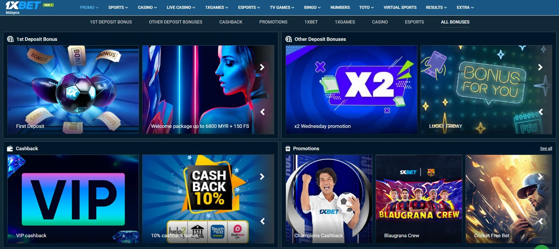 1xBet Bonuses